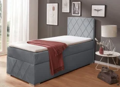 Hot BADER Boxspringbett mit Topper und Bettkasten GRAU