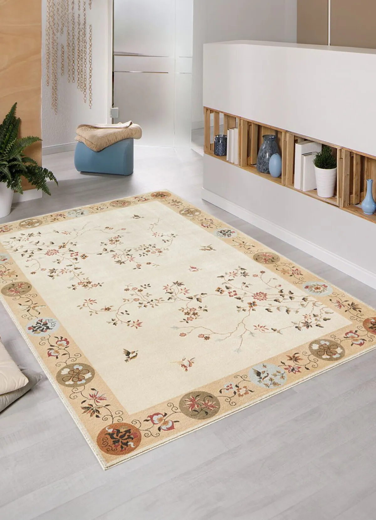 Sale BADER Brücken und Teppiche mit Blumen- und Rankenmotiven NATUR-BEIGE