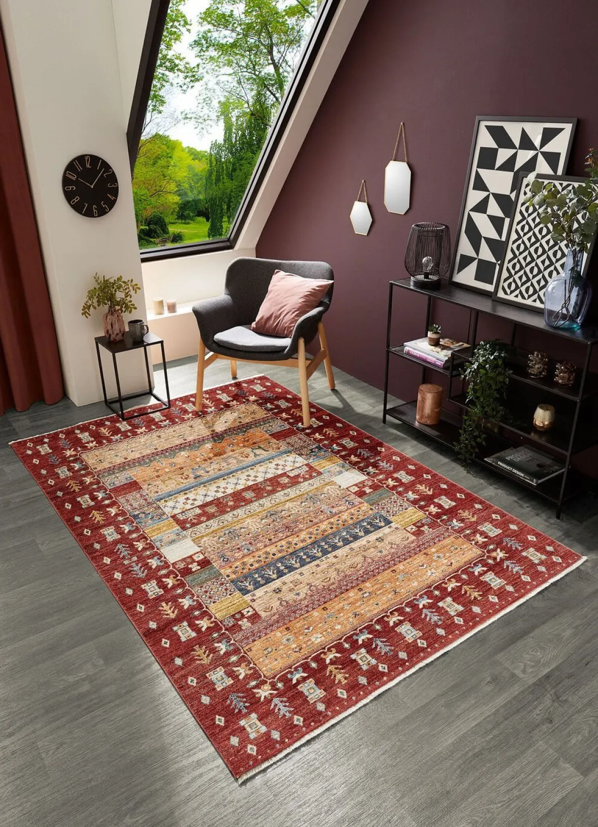 Hot BADER Brücken und Teppiche mit Textil-Rückseite ROT-MULTICOLOR