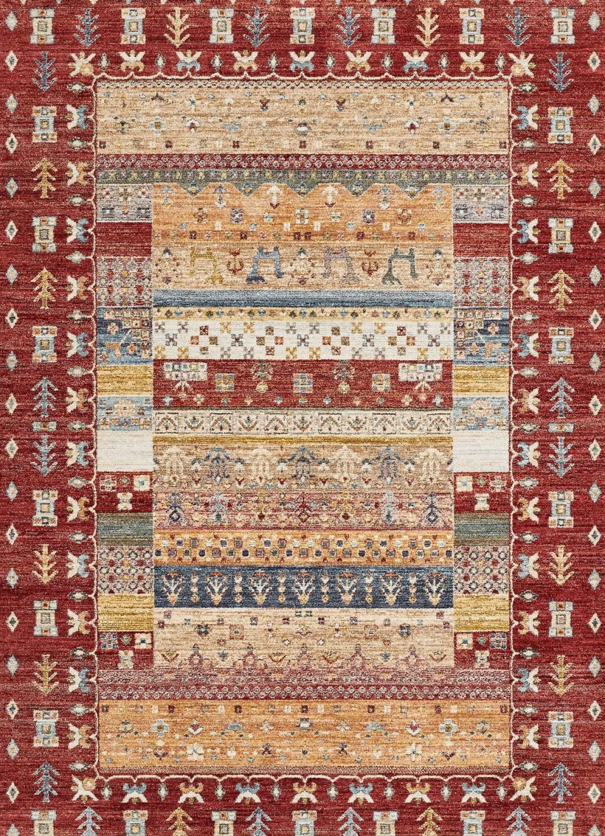 Hot BADER Brücken und Teppiche mit Textil-Rückseite ROT-MULTICOLOR