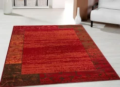 Hot BADER Brücken und Teppiche mit zeitlos schön verzierter Bordüre ROT