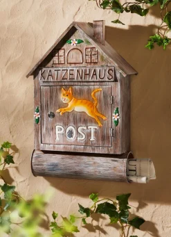Discount BADER Briefkasten Katzenhaus aus Metall BUNT
