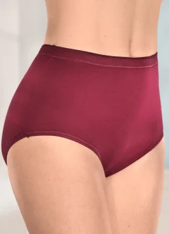 Sale brio lingerie Fünferpack Slips mit elastischen Abschlüssen 3X BORDEAUX, 2X SCHWARZ