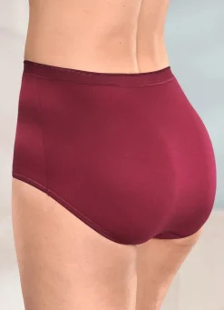 Sale brio lingerie Fünferpack Slips mit elastischen Abschlüssen 3X BORDEAUX, 2X SCHWARZ