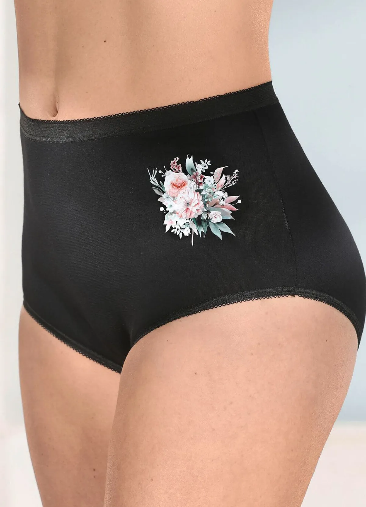 Sale brio lingerie Viererpack Slips mit Blumenmotiv SCHWARZ