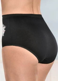 Sale brio lingerie Viererpack Slips mit Blumenmotiv SCHWARZ
