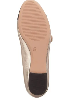 New CAPRICE , schicke Damen-Ballerinas, Weite G, mit herausnehmbarem Fußbett GOLD-SCHWARZ