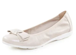 Outlet CAPRICE , schicke Damen-Ballerinas, Weite G, mit Gummizug PERLWEISS