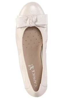 Outlet CAPRICE , schicke Damen-Ballerinas, Weite G, mit Gummizug PERLWEISS
