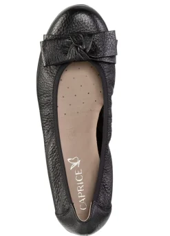 New CAPRICE , schicke Damen-Ballerinas, Weite G, mit Gummizug SCHWARZ