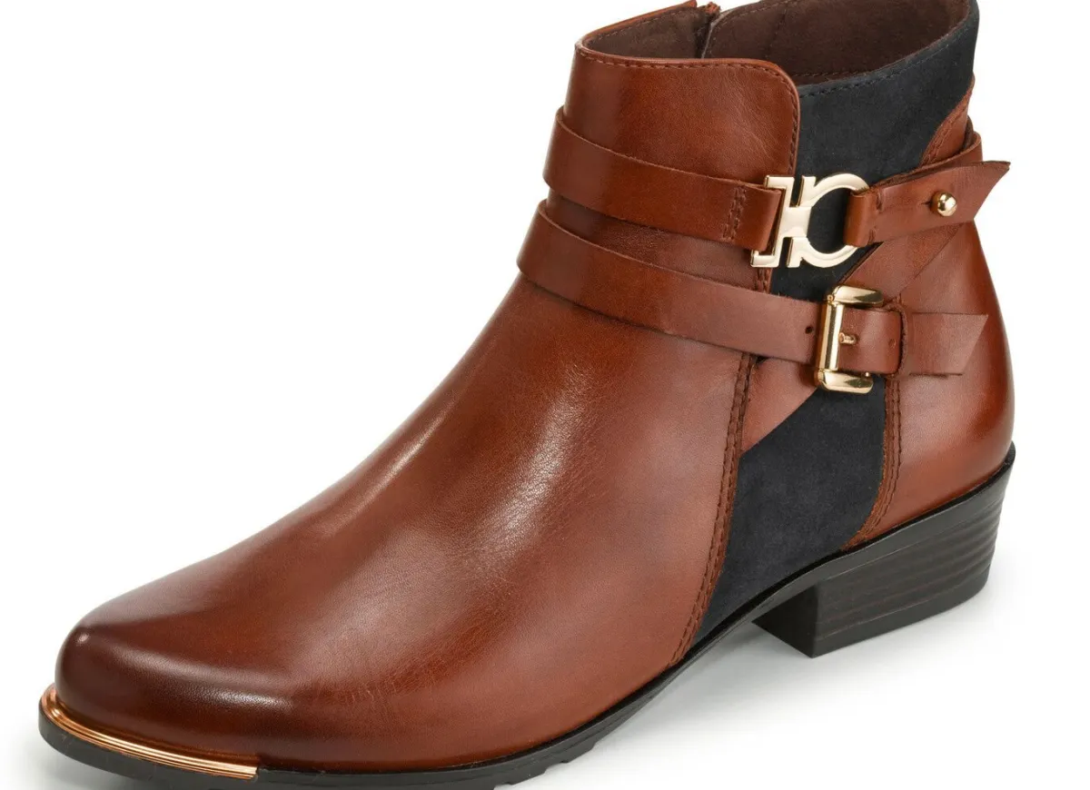 Discount CAPRICE , schicke Damen-Stiefeletten, Weite G, mit herausnehmbarer Decksohle BRAUN-DUNKELBLAU