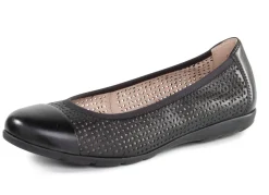 Discount CAPRICE , sommerliche Damen-Ballerinas, Weite G, mit Gummizug SCHWARZ