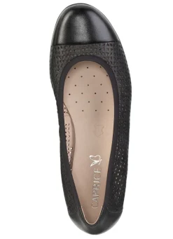 Discount CAPRICE , sommerliche Damen-Ballerinas, Weite G, mit Gummizug SCHWARZ