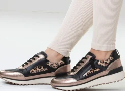 Online CAPRICE , trendige Damen-Sneaker, Weite G, mit herausnehmbarem Lederfußbett SCHWARZ-BRONZE