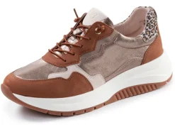 New CAPRICE , trendige Damen-Sneaker, Weite G, mit herausnehmbarem Fußbett COGNAC-ALTGOLD