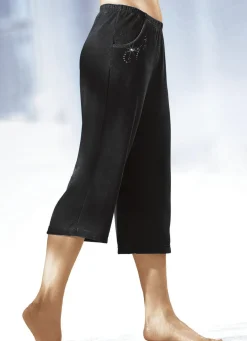 Clearance BADER Caprihose mit dekorativer Schmucksteinzier SCHWARZ