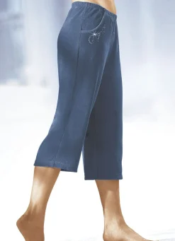 New BADER Caprihose mit dekorativer Schmucksteinzier JEANSBLAU
