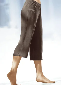 BADER Caprihose mit dekorativer Schmucksteinzier TAUPE