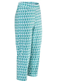 Hot KLAUS MODELLE MADE IN GERMANY Caprihose in bequemer Schlupfform TÜRKIS-ECRU