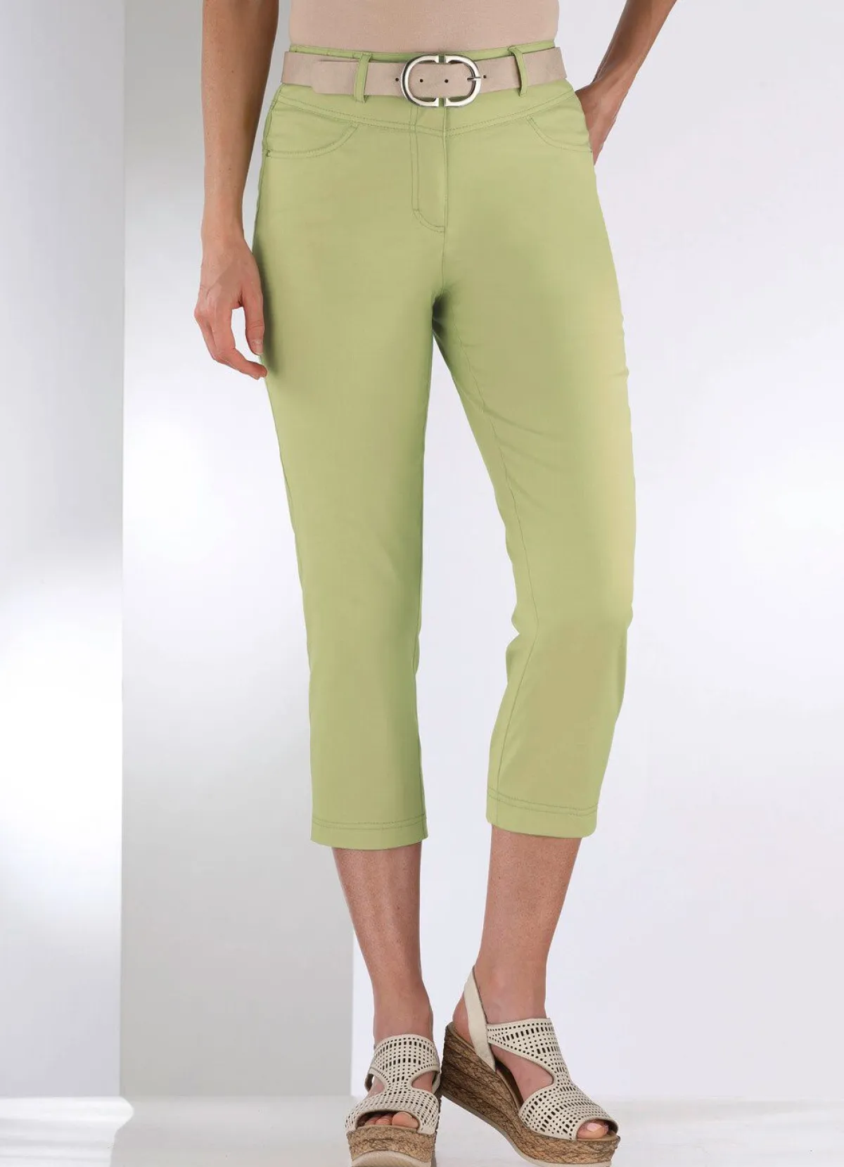 Outlet BADER Caprihose in 4-Pocket-Form LINDGRÜN