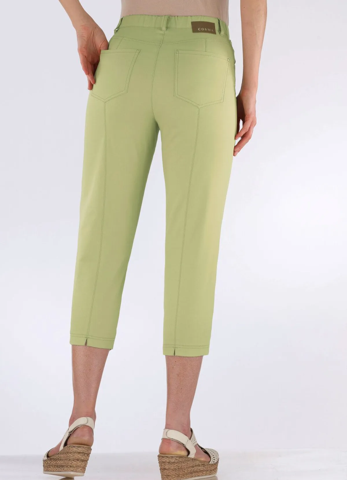 Outlet BADER Caprihose in 4-Pocket-Form LINDGRÜN