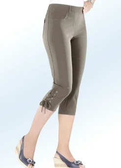 Discount BADER Caprihose mit raffinierter Schnürrung TAUPE