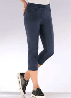 Hot BADER Caprijeans mit Strasssteinchenzier DUNKELBLAU