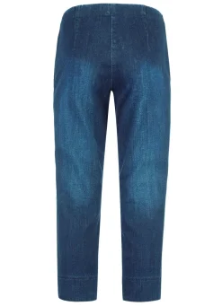 COSMA Capri-Jeans mit streckenden Biesen JEANSBLAU