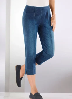 COSMA Capri-Jeans mit streckenden Biesen JEANSBLAU