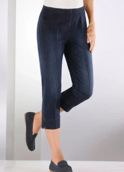 Hot COSMA Capri-Jeans mit streckenden Biesen DUNKELBLAU