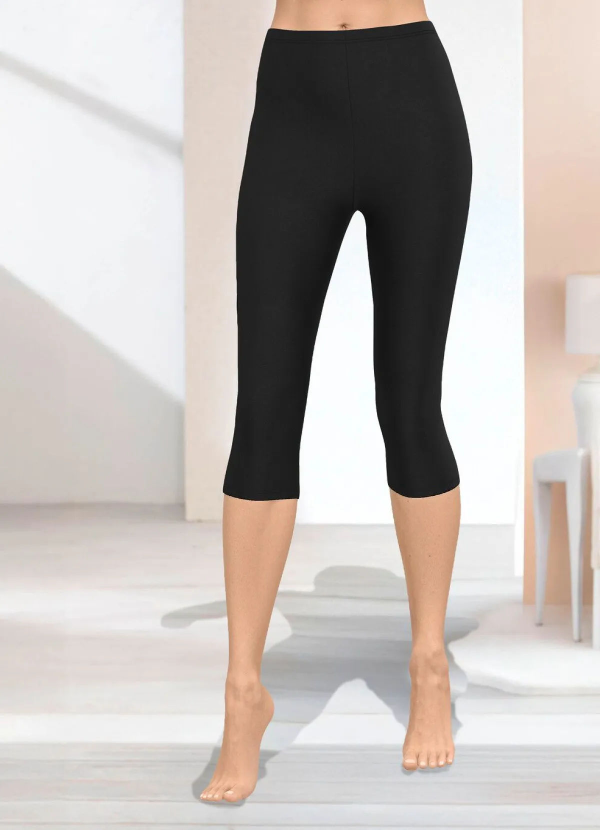 New KLAUS MODELLE MADE IN GERMANY Capri-Leggings in Schlupfform SCHWARZ