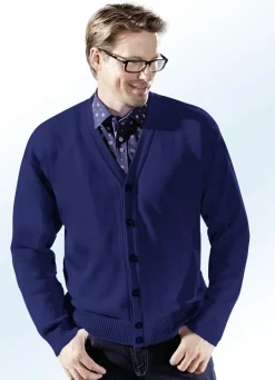 BADER Cardigan mit durchgehender Knopfleiste in 5 Farben MARINE