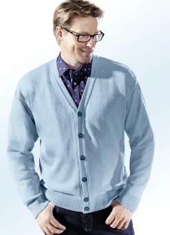Sale BADER Cardigan mit durchgehender Knopfleiste in 5 Farben BLEU