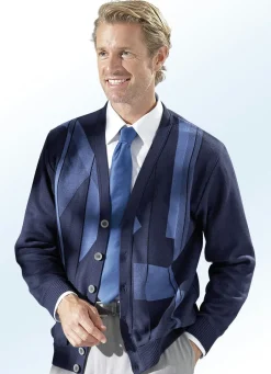 Clearance BADER Cardigan mit Jacquard-Dessin im Vorderteil MARINE-AZURBLAU