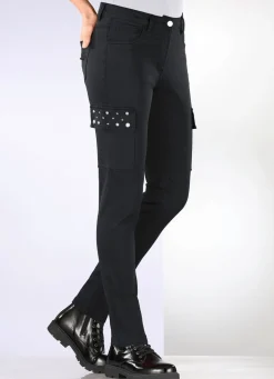 Clearance BADER Cargohose in 5-Pocket-Form SCHWARZ