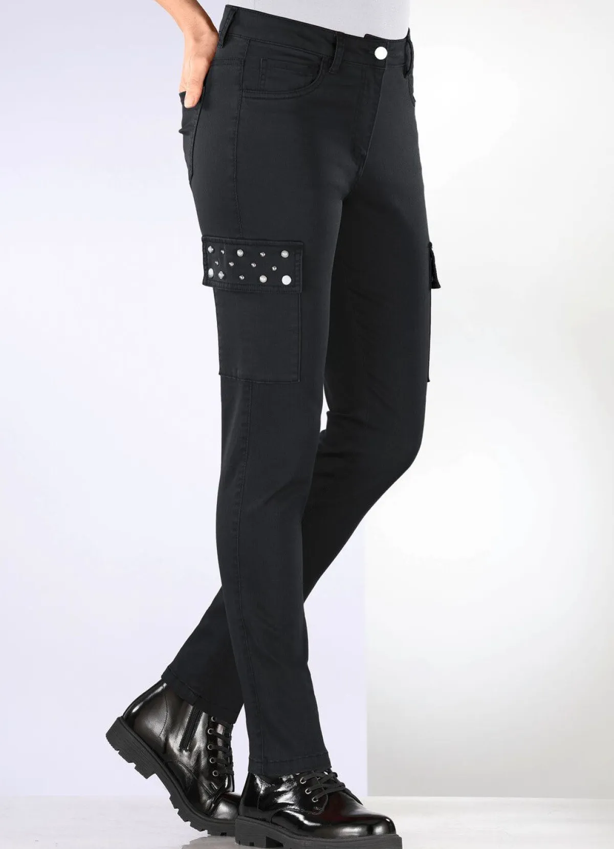 Clearance BADER Cargohose in 5-Pocket-Form SCHWARZ