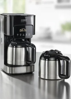 Hot CASO Kaffeemaschine mit 2 doppelwandigen Thermokannen SCHWARZ-SILBER