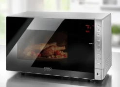 Clearance CASO Mikrowelle HCMG25 mit Heißluft-Technologie SCHWARZ-EDELSTAHL
