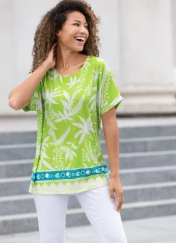 Discount BADER Charmante Shirt-Tunika KIWI-TÜRKIS-ECRU-BUNT