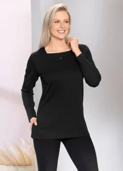 Discount BADER Charmantes Sweatshirt mit Blende in 2 Farben SCHWARZ