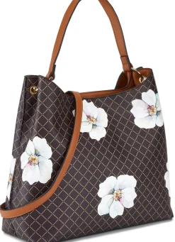 Hot COLLEZIONE Alessandro Tasche mit schickem Blütendruck BRAUN-WEISS