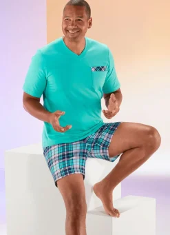 Clearance COMTE Shorty mit V-Ausschnitt und Brusttasche TÜRKISGRÜN-BUNT