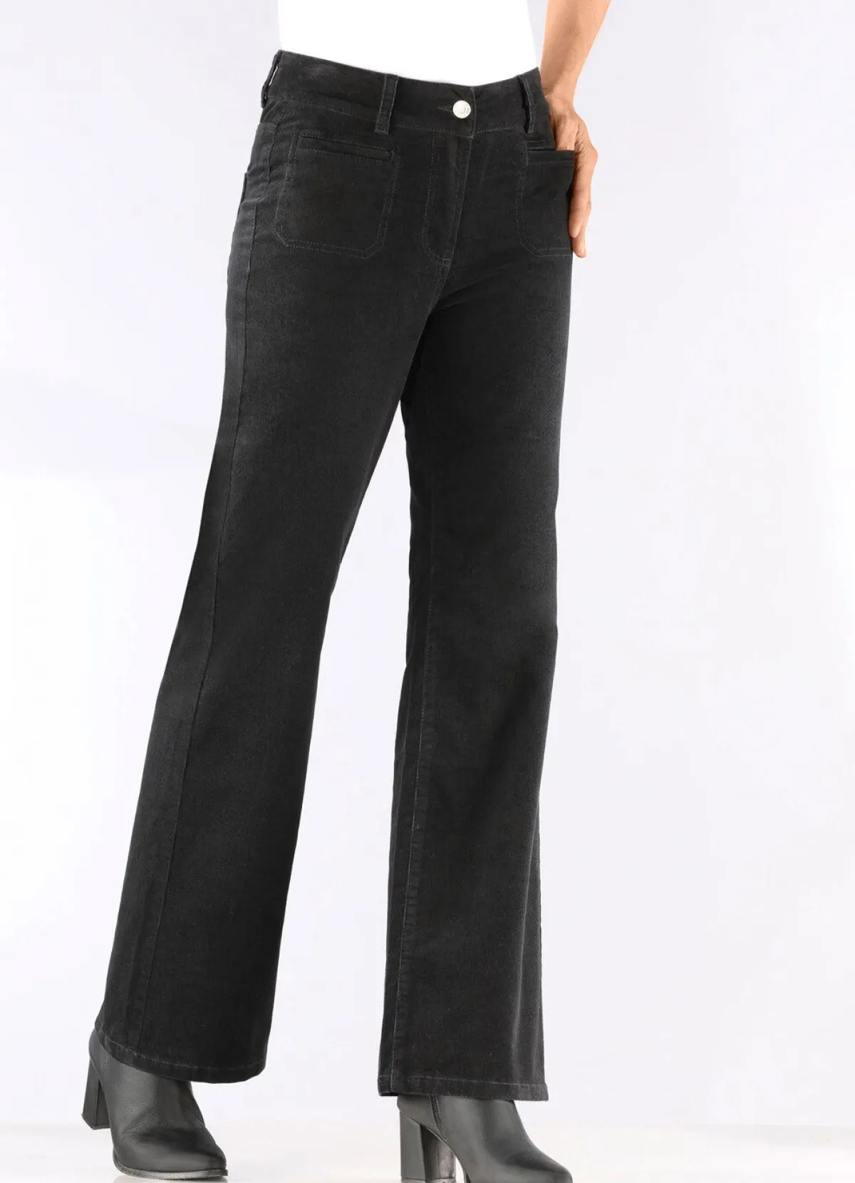 BADER Cordhose mit weitem Beinverlauf SCHWARZ