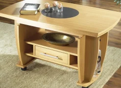 Best BADER Couchtisch auf Rollen mit Stein-Optik-Einlage BUCHE