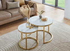 Hot BADER Couchtisch, 2er Set weiß-gold