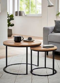 Hot BADER Couchtisch, 2er Set, mit Metallgestell ARTISAN EICHE-SCHWARZ
