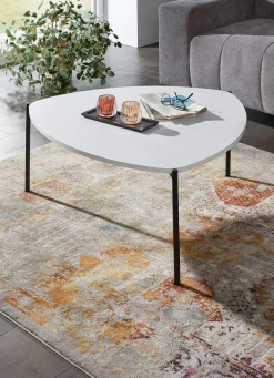 BADER Couchtisch im Loft-Design mit Metallgestell WEISS