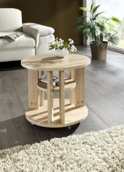 BADER Couchtisch mit 2 Ablageflächen und 4 Rollen EICHE SONOMA
