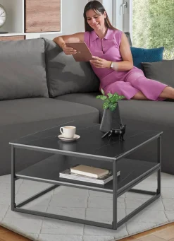 Hot BADER Couchtisch mit praktischer Ablage SCHWARZ