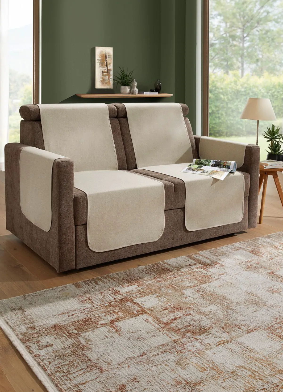 Best BADER Couch- und Sesselschoner mit Anti-Rutsch-Beschichtung TAUPE